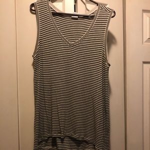 Cabi surf tank, olive and beige striped tee